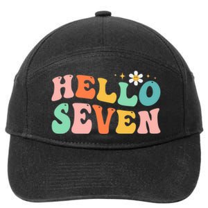 Hello Seven 7 Year Old 7th Birthday Girl Age 7 BDay Groovy 7-Panel Snapback Hat