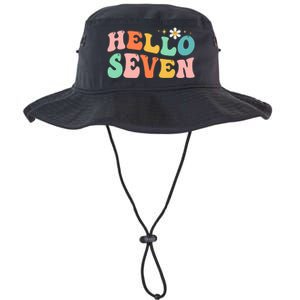 Hello Seven 7 Year Old 7th Birthday Girl Age 7 BDay Groovy Legacy Cool Fit Booney Bucket Hat