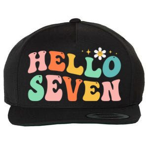 Hello Seven 7 Year Old 7th Birthday Girl Age 7 BDay Groovy Wool Snapback Cap