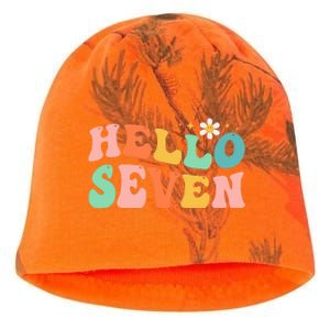 Hello Seven 7 Year Old 7th Birthday Girl Age 7 BDay Groovy Kati - Camo Knit Beanie