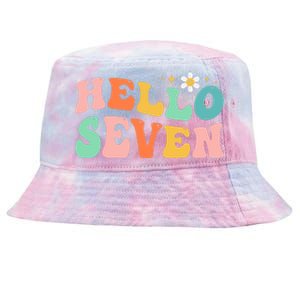 Hello Seven 7 Year Old 7th Birthday Girl Age 7 BDay Groovy Tie-Dyed Bucket Hat