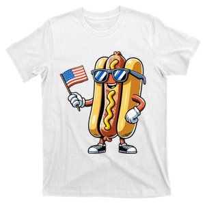 Hotdog Sunglasses American Flag Usa T-Shirt