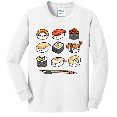 Happy Sushi Anime Kawaii Set Japanese Food Lover Otaku Manga  Kids Long Sleeve Shirt