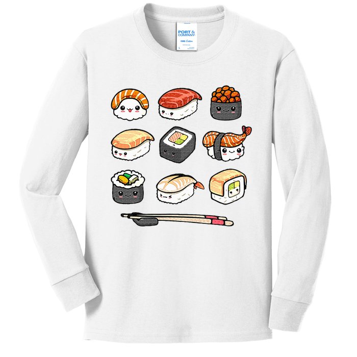 Happy Sushi Anime Kawaii Set Japanese Food Lover Otaku Manga  Kids Long Sleeve Shirt