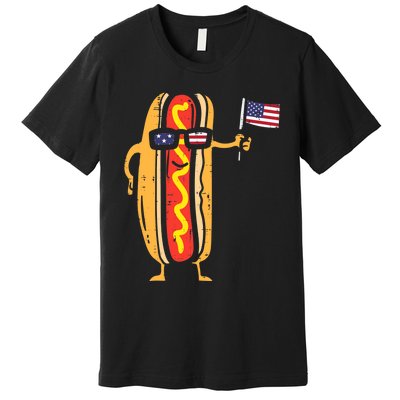 Hotdog Sunglasses American Flag USA Funny 4th Of July Fourth Premium T-Shirt