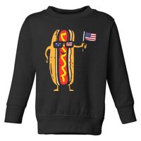 Hotdog Sunglasses American Flag USA Funny 4th Of July Fourth Toddler Sweatshirt