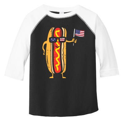 Hotdog Sunglasses American Flag USA Funny 4th Of July Fourth Toddler Fine Jersey T-Shirt