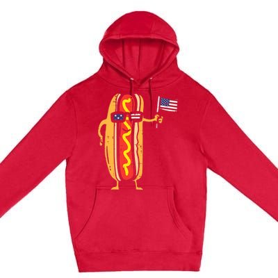 Hotdog Sunglasses American Flag USA Funny 4th Of July Fourth Premium Pullover Hoodie