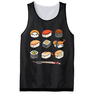 Happy Sushi Anime Kawaii Set Japanese Food Lover Otaku Manga Mesh Reversible Basketball Jersey Tank
