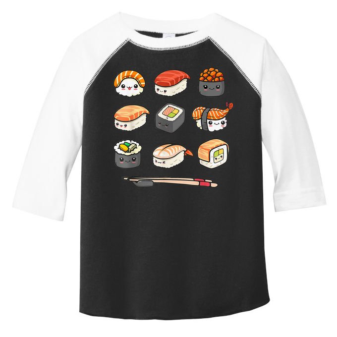 Happy Sushi Anime Kawaii Set Japanese Food Lover Otaku Manga Toddler Fine Jersey T-Shirt