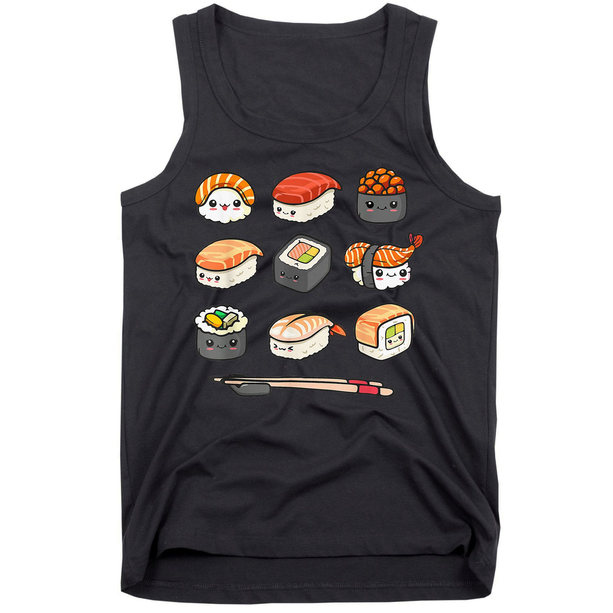 Happy Sushi Anime Kawaii Set Japanese Food Lover Otaku Manga Tank Top