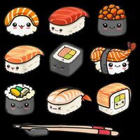 Happy Sushi Anime Kawaii Set Japanese Food Lover Otaku Manga Tank Top