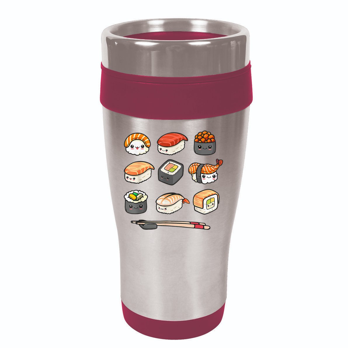 Happy Sushi Anime Kawaii Set Japanese Food Lover Otaku Manga 16oz Travel Tumbler