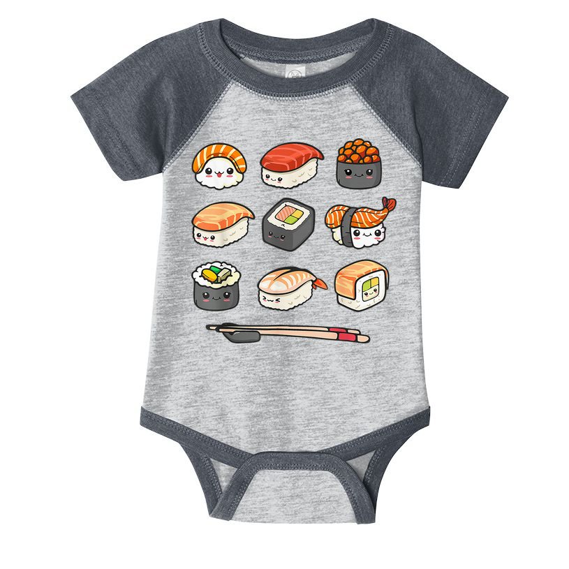 Happy Sushi Anime Kawaii Set Japanese Food Lover Otaku Manga Infant Baby Jersey Bodysuit