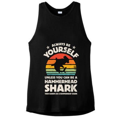 Hammerhead Shark Always Be Yourself Retro Vintage Ladies PosiCharge Tri-Blend Wicking Tank