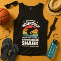Hammerhead Shark Always Be Yourself Retro Vintage Tank Top