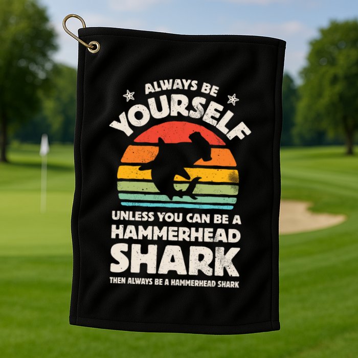 Hammerhead Shark Always Be Yourself Retro Vintage Golf Towel