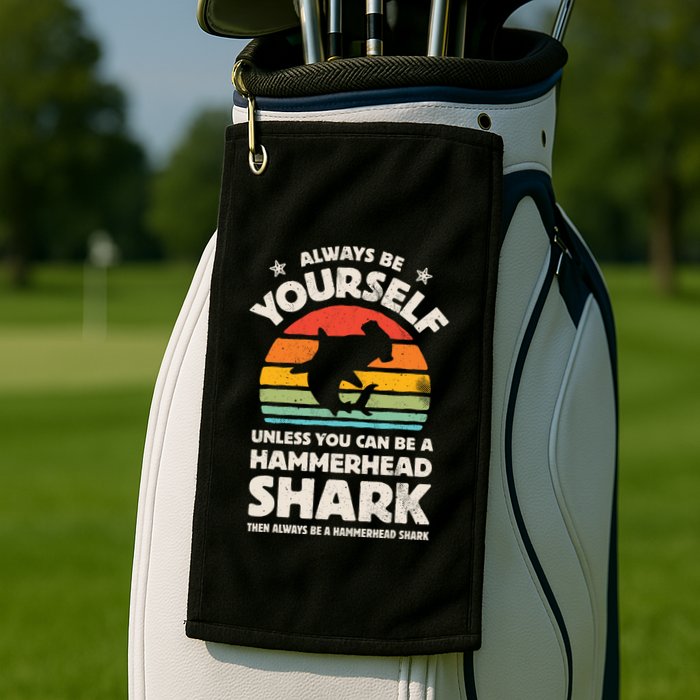 Hammerhead Shark Always Be Yourself Retro Vintage Golf Towel