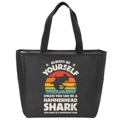 Hammerhead Shark Always Be Yourself Retro Vintage Zip Tote Bag