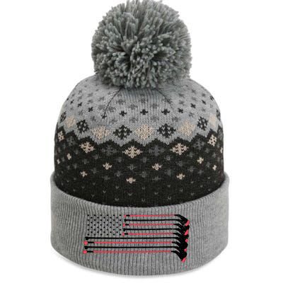 Hockey Sticks American Flag The Baniff Cuffed Pom Beanie