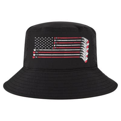 Hockey Sticks American Flag Cool Comfort Performance Bucket Hat