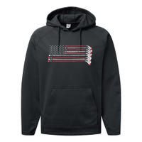 Hockey Sticks American Flag Performance Fleece Hoodie