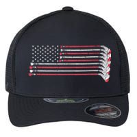 Hockey Sticks American Flag Flexfit Unipanel Trucker Cap