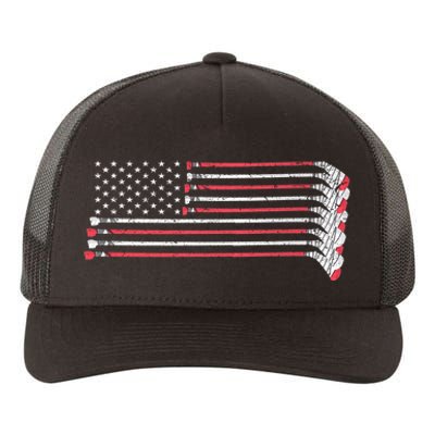 Hockey Sticks American Flag Yupoong Adult 5-Panel Trucker Hat