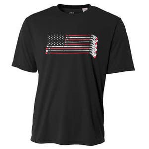 Hockey Sticks American Flag Cooling Performance Crew T-Shirt