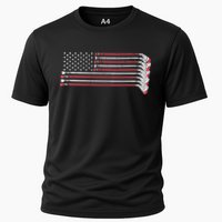 Hockey Sticks American Flag Cooling Performance Crew T-Shirt