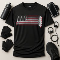Hockey Sticks American Flag Cooling Performance Crew T-Shirt