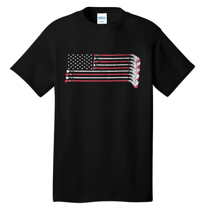 Hockey Sticks American Flag Tall T-Shirt