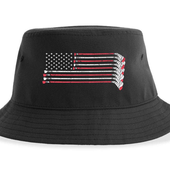 Hockey Sticks American Flag Sustainable Bucket Hat