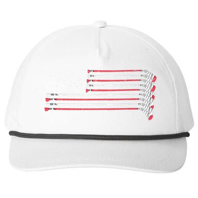 Hockey Sticks American Flag Snapback Five-Panel Rope Hat