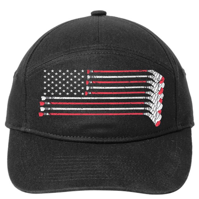 Hockey Sticks American Flag 7-Panel Snapback Hat