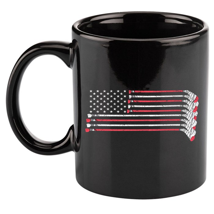 Hockey Sticks American Flag 11oz C Handle Ceramic Mug