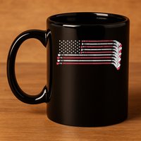 Hockey Sticks American Flag 11oz C Handle Ceramic Mug