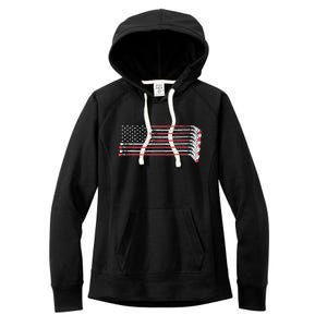 Hockey Sticks American Flag Women's Fleece Hoodie