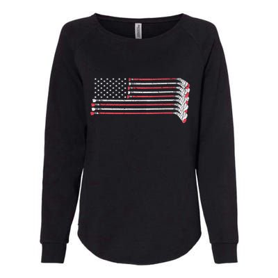 Hockey Sticks American Flag Womens California Wash Sweatshirt