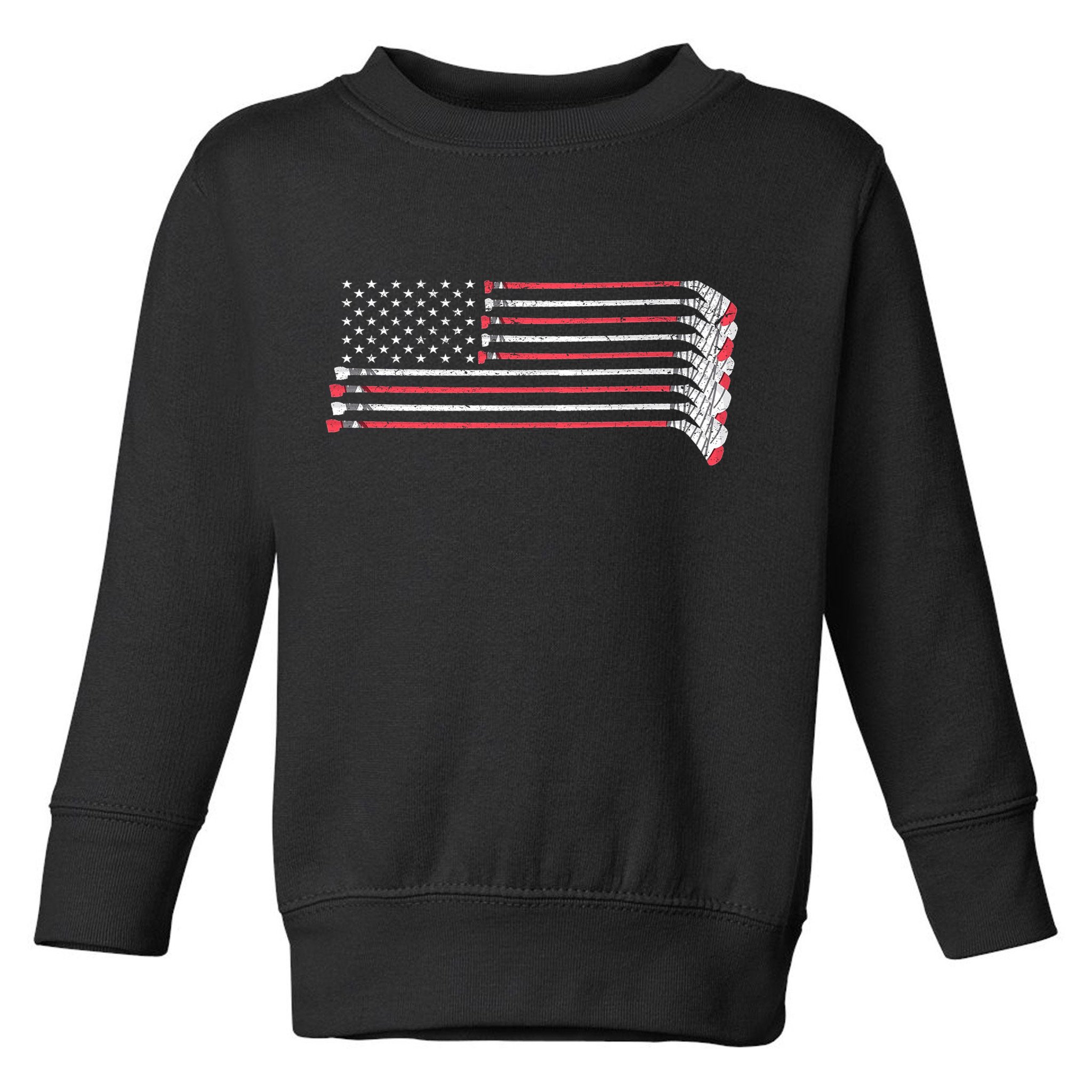 Hockey Sticks American Flag Toddler Sweatshirt