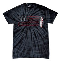 Hockey Sticks American Flag Tie-Dye T-Shirt