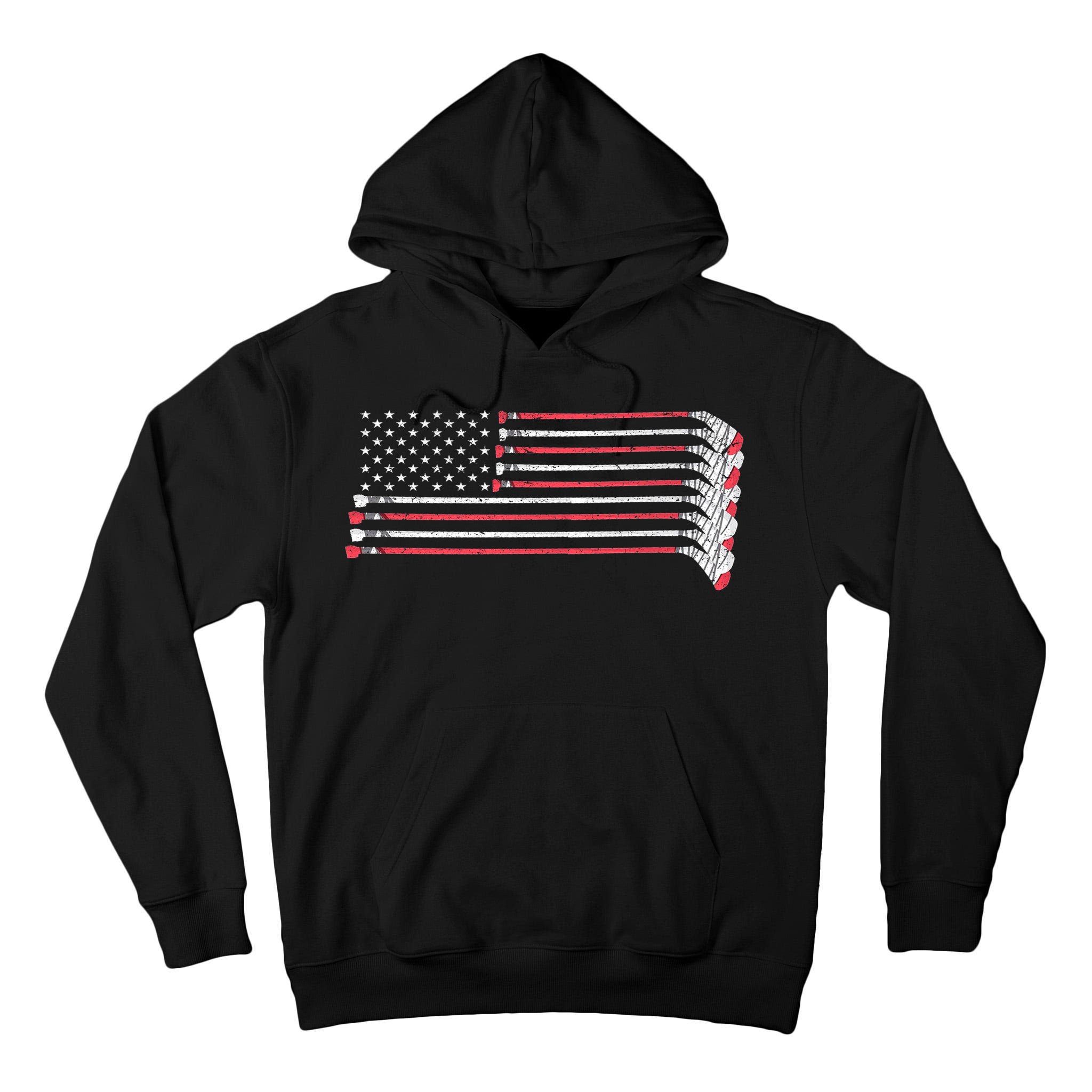 Hockey Sticks American Flag Tall Hoodie