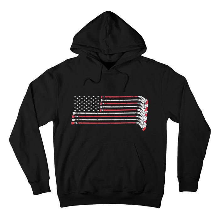 Hockey Sticks American Flag Tall Hoodie