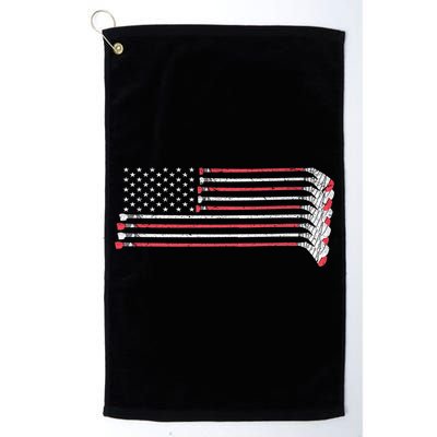 Hockey Sticks American Flag Golf Towel