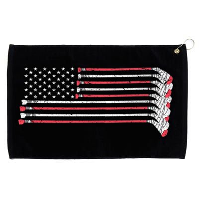 Hockey Sticks American Flag Grommeted Golf Towel