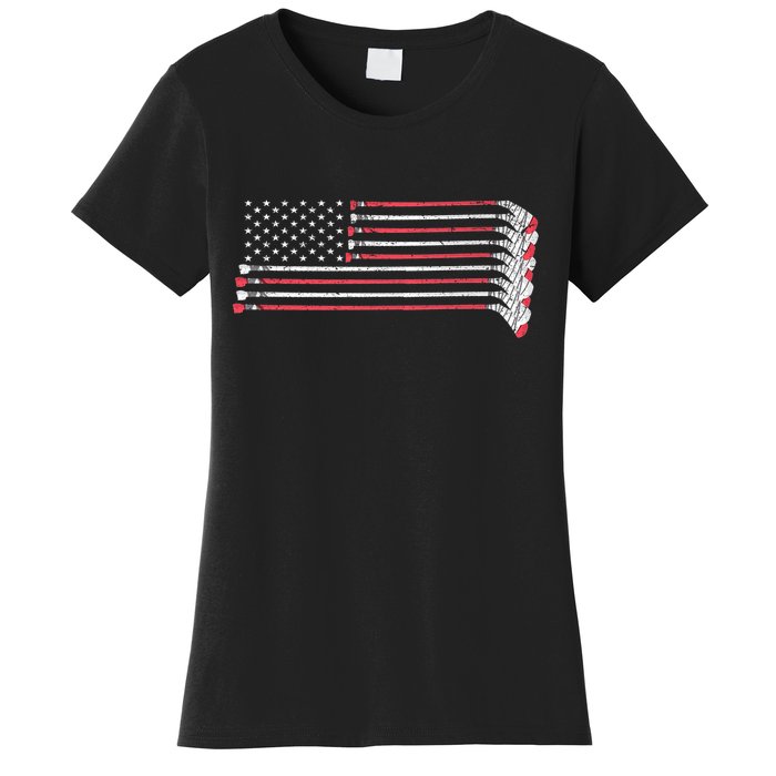 Hockey Sticks American Flag Women's T-Shirt