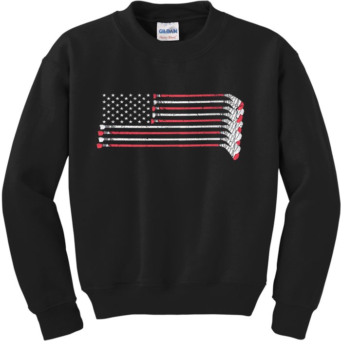 Hockey Sticks American Flag Kids Sweatshirt