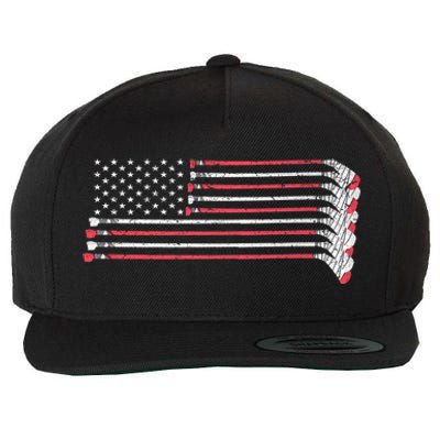 Hockey Sticks American Flag Wool Snapback Cap