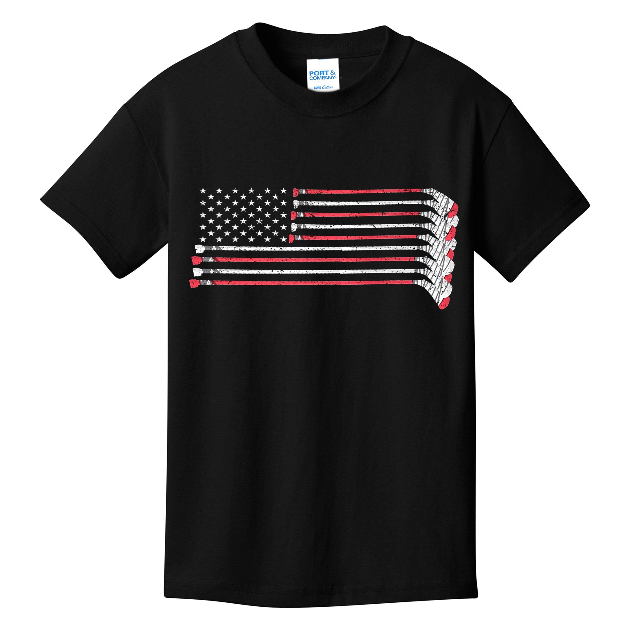Hockey Sticks American Flag Kids T-Shirt
