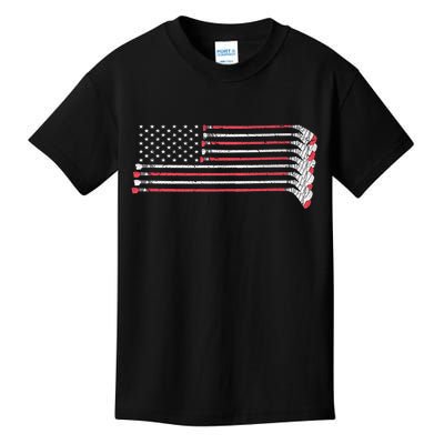 Hockey Sticks American Flag Kids T-Shirt